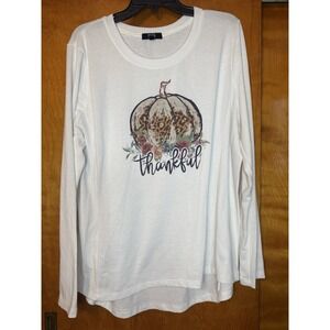 Modern Canvas Women's Autumn Pumpkin Long Sleeve Fall Thankful Knit Shirt Sz XXL